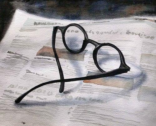 Glasses with newspaper
